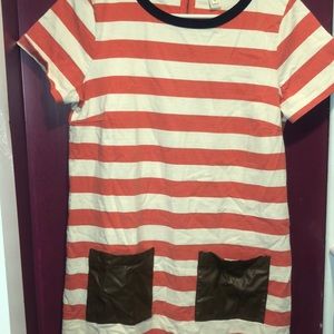 J. Crew Red/White Striped Dress with Pockets